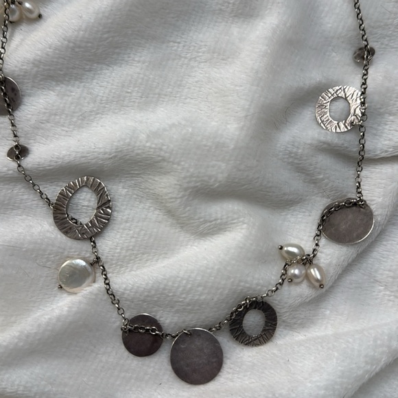 Silpada 16” long necklace with pearl accents and discs Pearl of a Girl - Picture 3 of 5